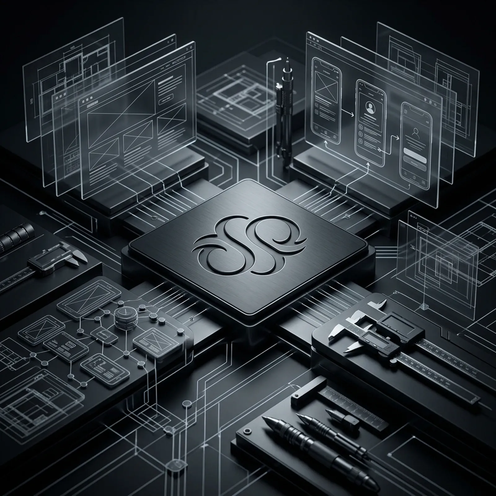 Surefire Studios branded wireframing and prototyping artwork
